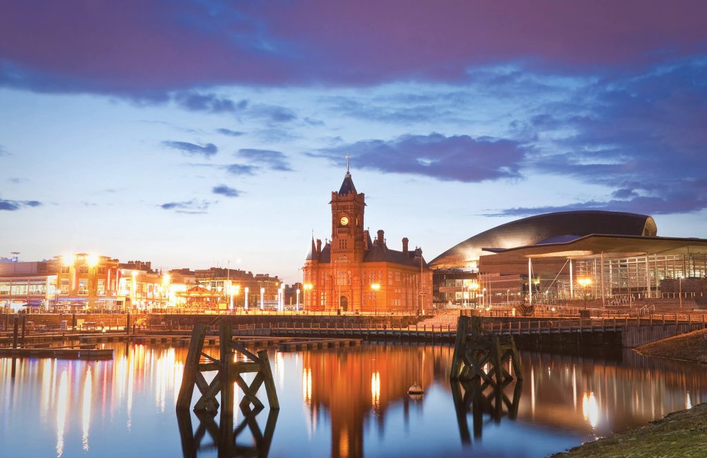 Image of Pierhead and Senedd buildings in Cardiff Bay.